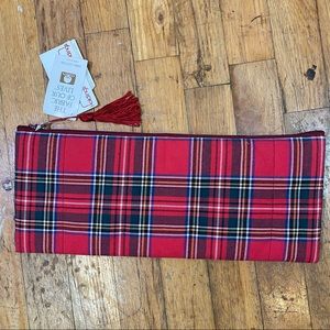NWT Large Cotton Padded Plaid Zippered Lined Case